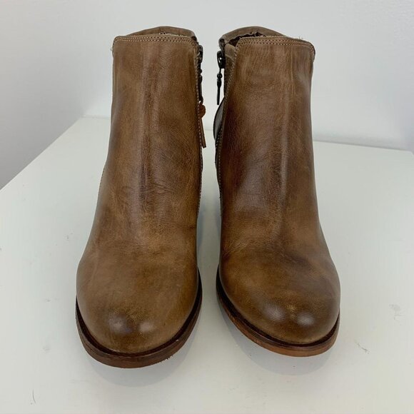 Roan NWOT Sz 6 Leather heel ankle boots womens tan - Picture 7 of 8